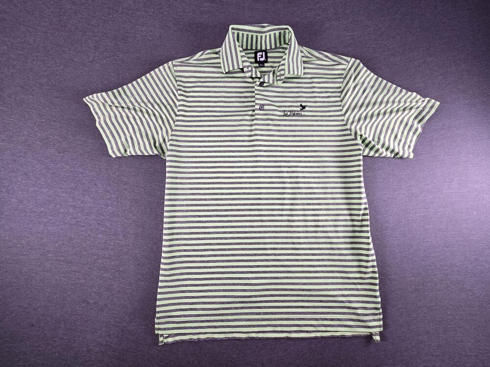 FootJoy Polo Shirt Mens Medium Green Striped Golf Performance La Paloma Logo